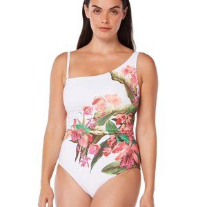 Bleu By Rod Beattie Women's White Floral Removable Strap Swimsuit Size 12